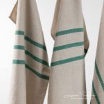 VILLA Toalla de baño natural con rayas verdes