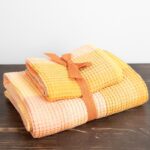 BINGO Toalla de baño a cuadros naranja