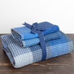 BINGO Toalla de baño a cuadros azules