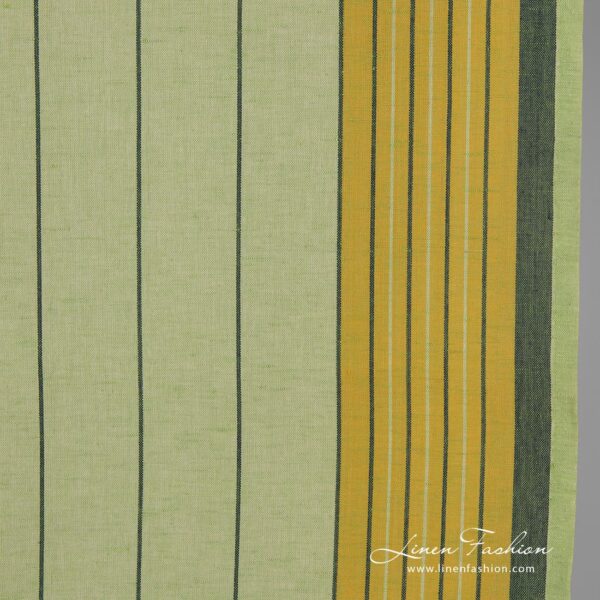 Greenish linen fabric in stripes