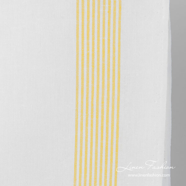 White linen cotton narrow striped fabric