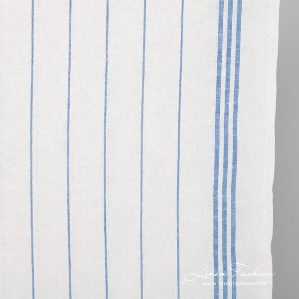 Linen cotton white fabric with stripes
