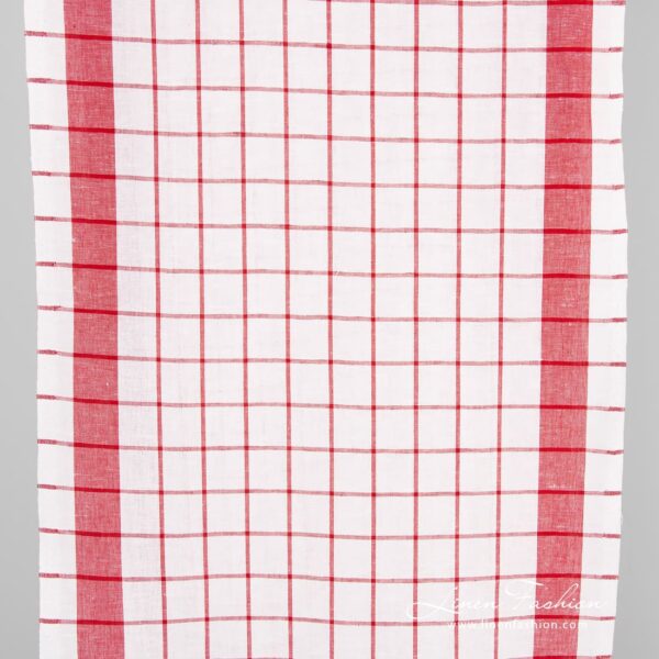 Linen cotton fabric in red checks