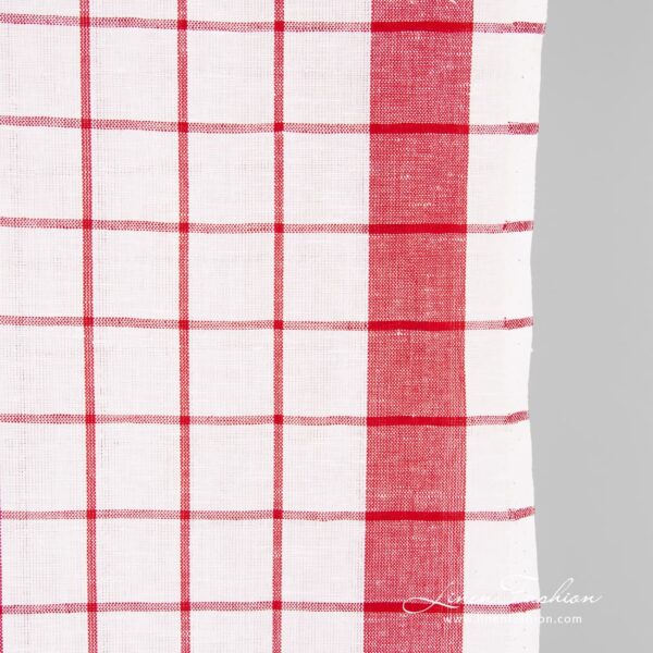 Linen cotton fabric in red checks, 50cm width
