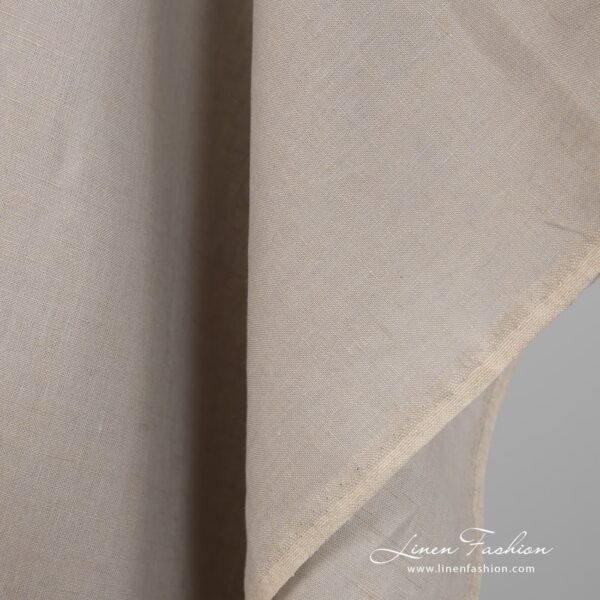 Sand grey linen fabric product picture close up edge view