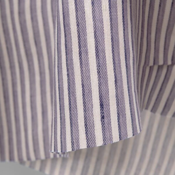 linen twill striped fabric violet blue, other side less dominating.
