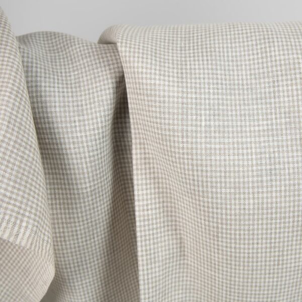 Linen fabric in natural and white colour checks product photo