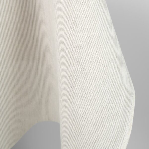 Linen fabric in natural and white colour stripes close up edge photo