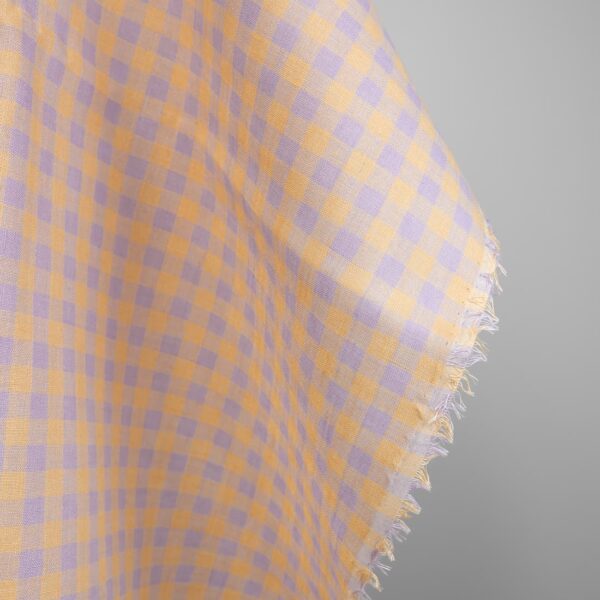 lilac yellow checks linen fabric non washed