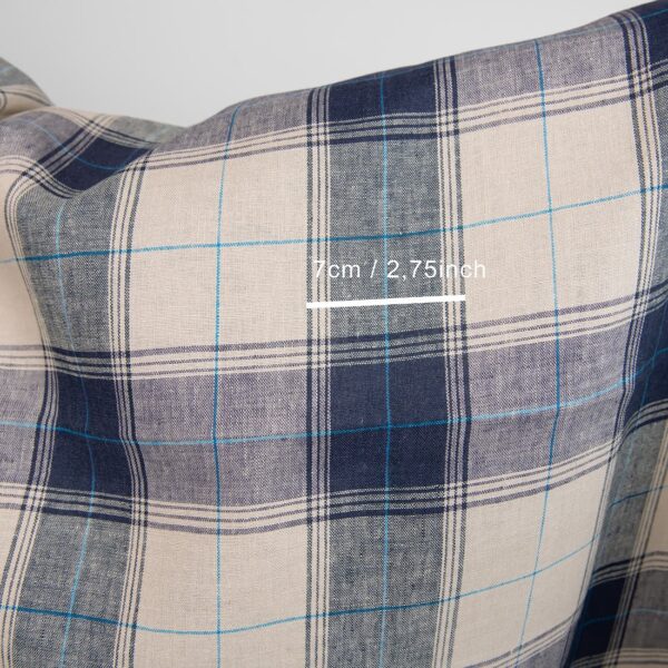 linen fabric in blue checks, beige 7cm checks