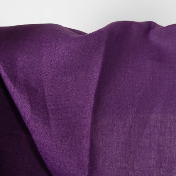 Linen fabric violet colour detail view close up