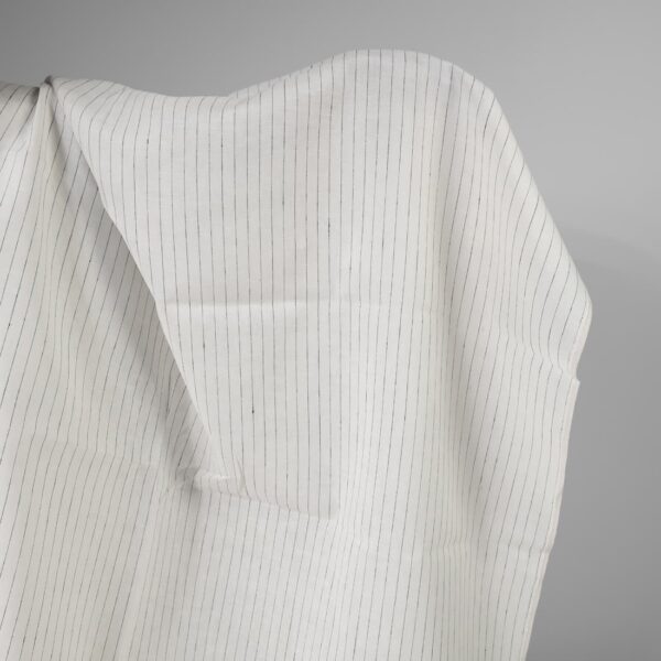 Linen fabric off-white colour with black stripes