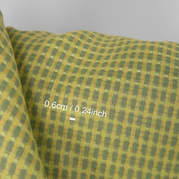 Tejido de lino con motivo estructural amarillo y verde - Imagen 4