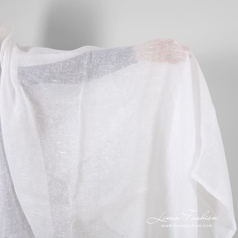 Transparent linen fabric in optical white color