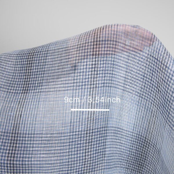 linen blue checks fabric gauze 9cm checks
