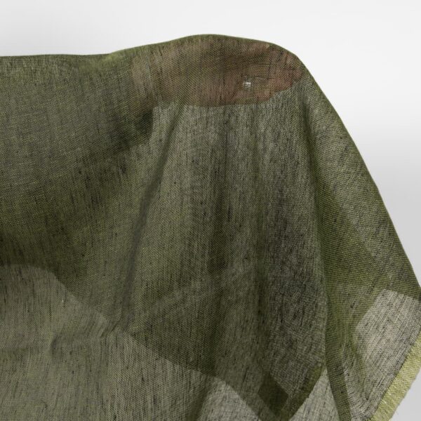 Linen fabric dark moss green colour transparent product photo