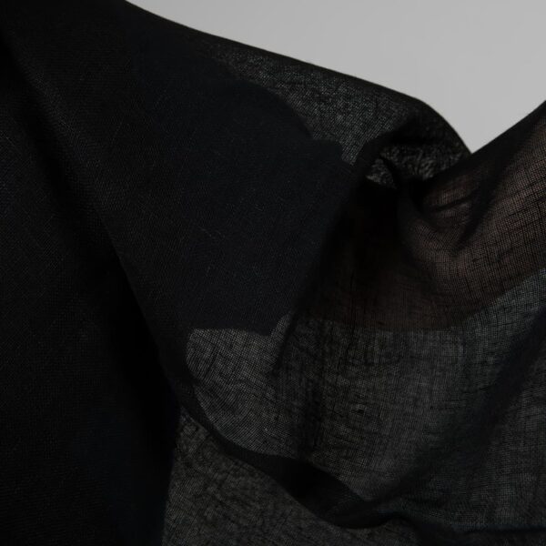 Transparent linen black fabric close up detail