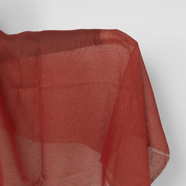 Tejido de lino marrón-rojo transparente
