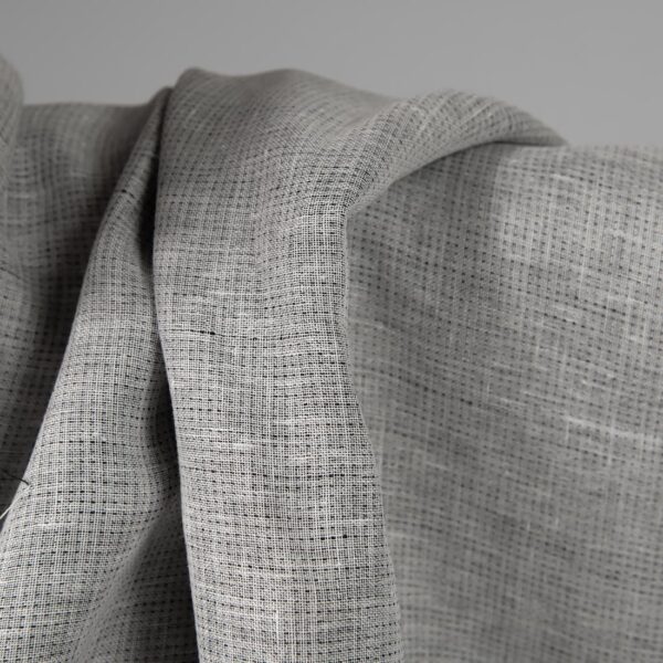 Linen double-sided fabric black white mix not washed