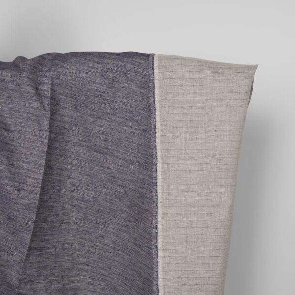 Tela de lino azul cobalto y beige doble cara