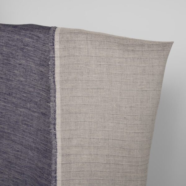 Tela de lino azul cobalto y beige doble cara - Imagen 2
