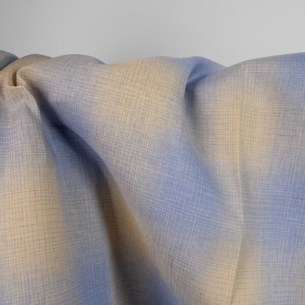Linen fabric sand and blue checks colour mix gradient product photo