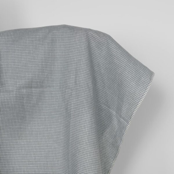 Tela de lino gris cuadros blancos