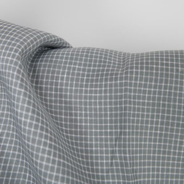 Tela de lino gris cuadros blancos - Imagen 4