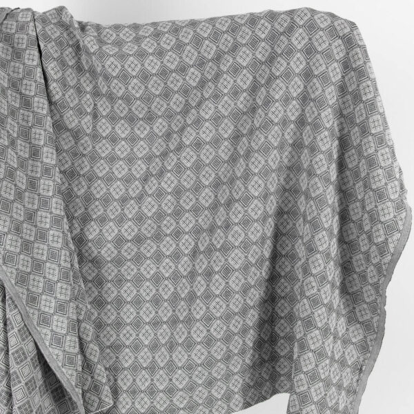 Grey linen cotton fabric in rhombus pattern