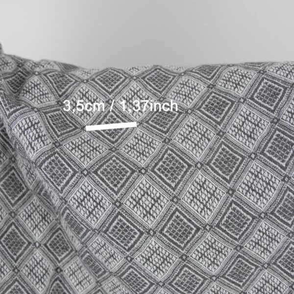 Grey linen cotton fabric in rhombus pattern, perfect for clothes and home textile