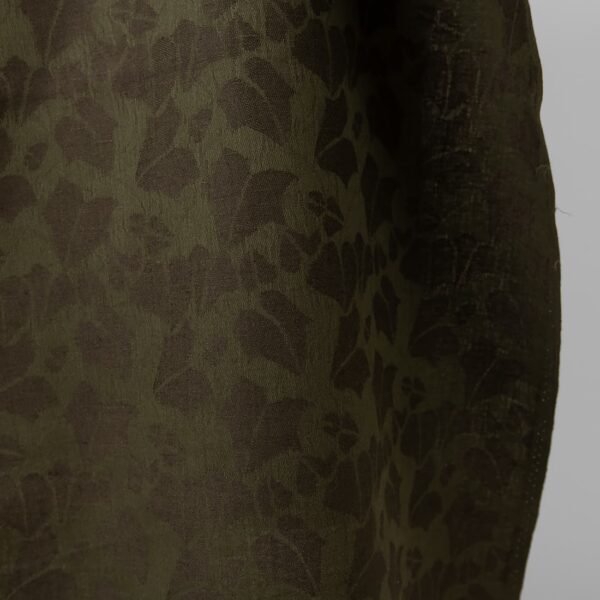 Green linen blend jacquard fabric edge