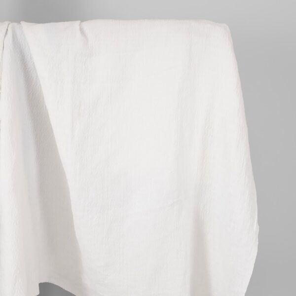 white linen cotton fabric zigzag, washed.