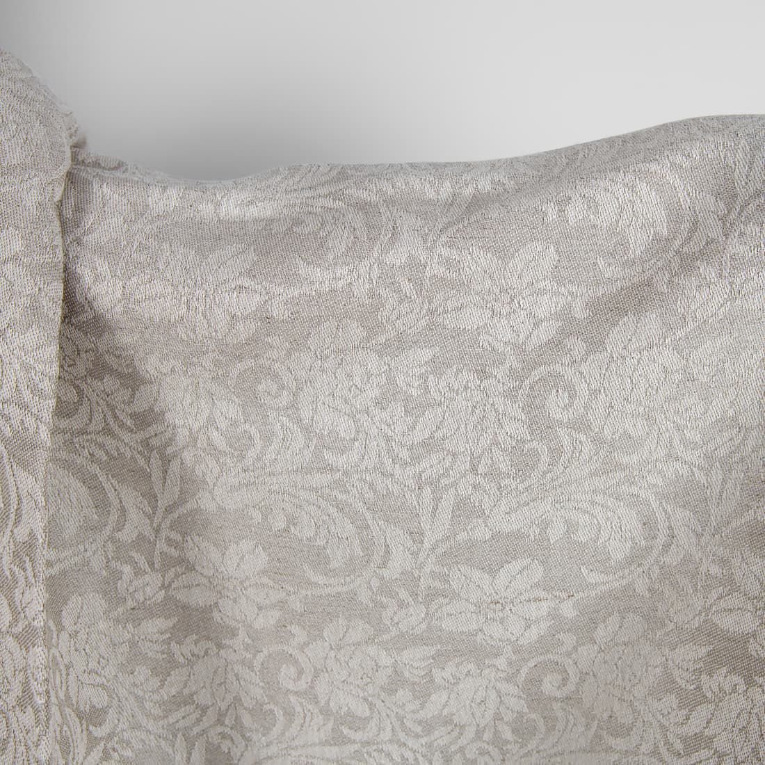Undyed linen and white cotton fabric with flowers product photo