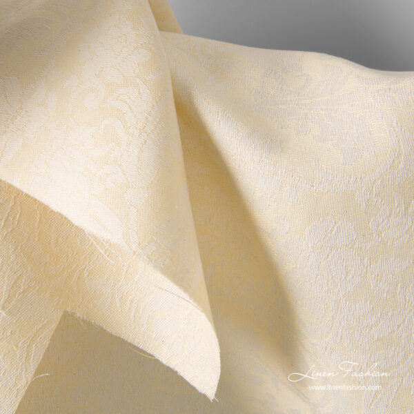 Cream color linen cotton flower pattern fabric