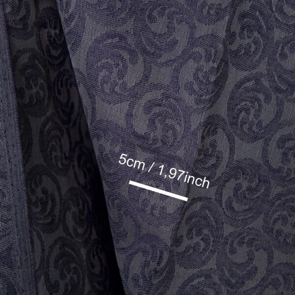 Linen cotton fabric grey and cobalt blue jacquard, with measurements