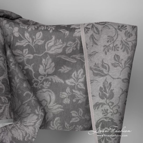 Linen jacquard grey fabric floral pattern design