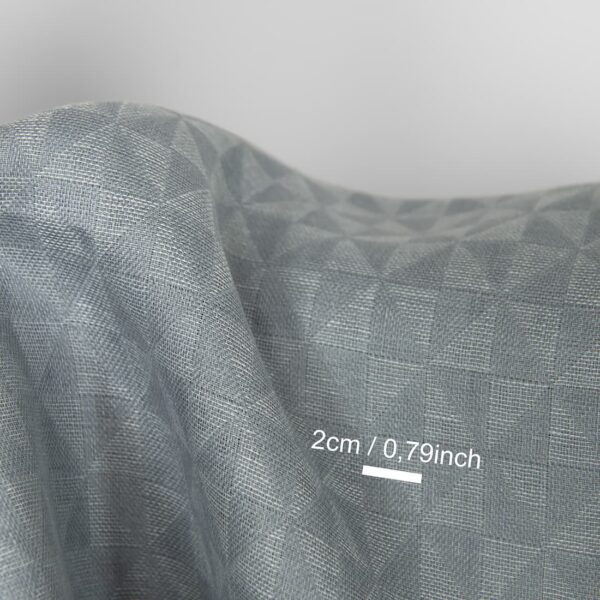 Tela de lino jacquard gris estampado de triángulos - Imagen 5