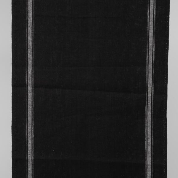 Narrow linen fabric black colour with white stripes