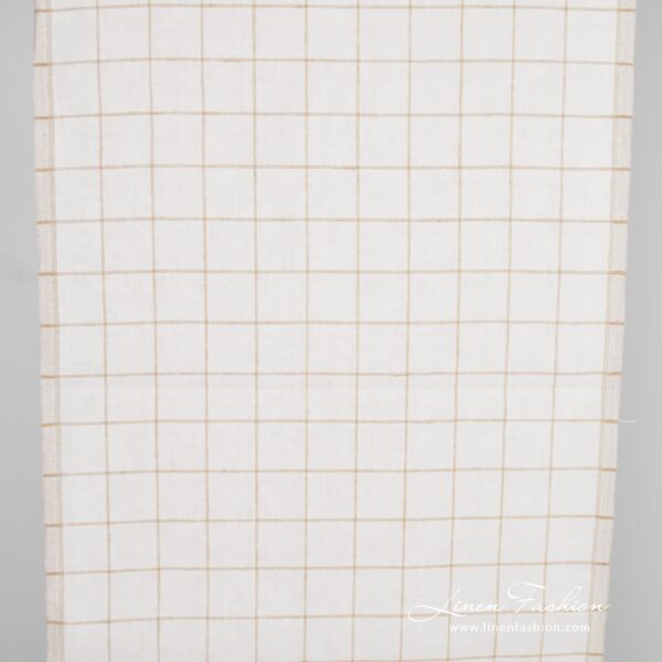 Linen fabric in beige checks