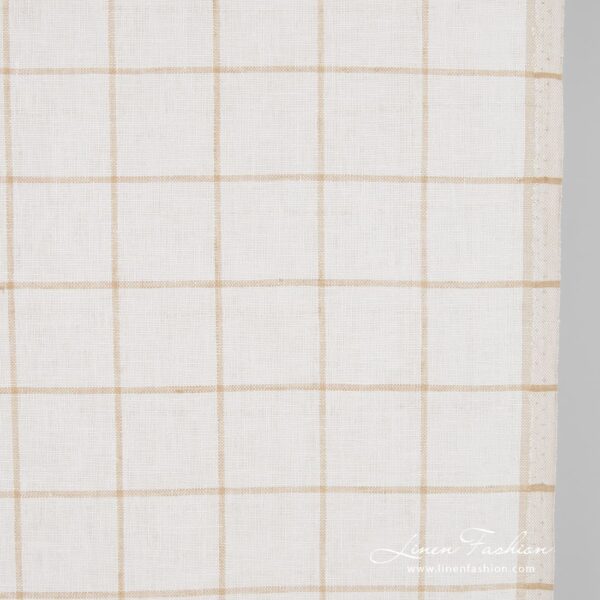 Linen fabric in beige checks, 60cm width