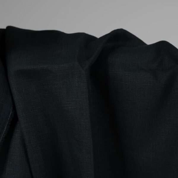 Heavy linen fabric dark blue colour close up detail