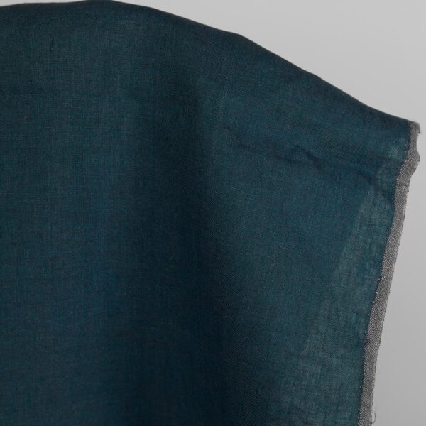 Tejido de lino grueso color azul oscuro/turquesa - Imagen 4