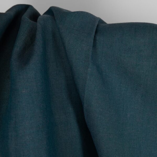 Tejido de lino grueso color azul oscuro/turquesa - Imagen 2