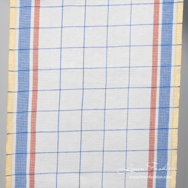 Linen blend toweling fabric with checks