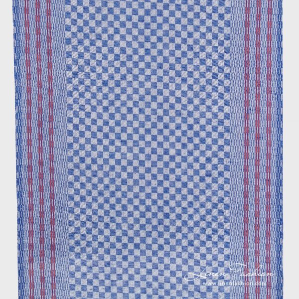 Blue checked narrow linen cotton fabric.