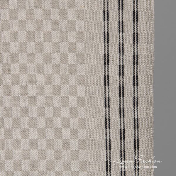 Linen cotton fabric in grey checks.