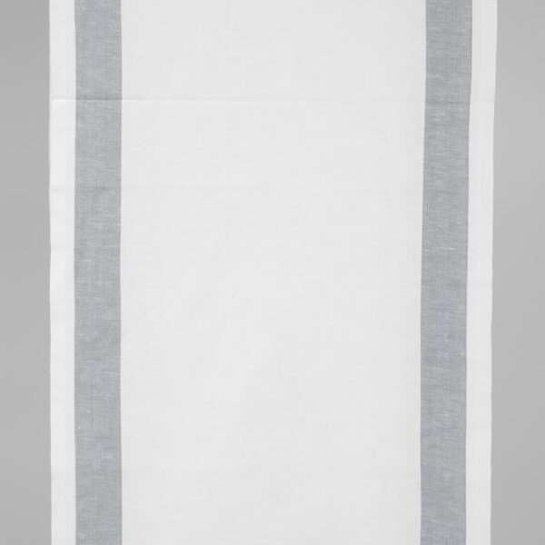 Narrow linen cotton fabric white colour with grey stripes