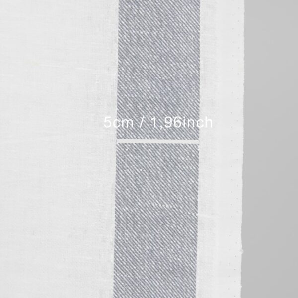 Narrow linen cotton fabric white colour with grey stripes with measurements