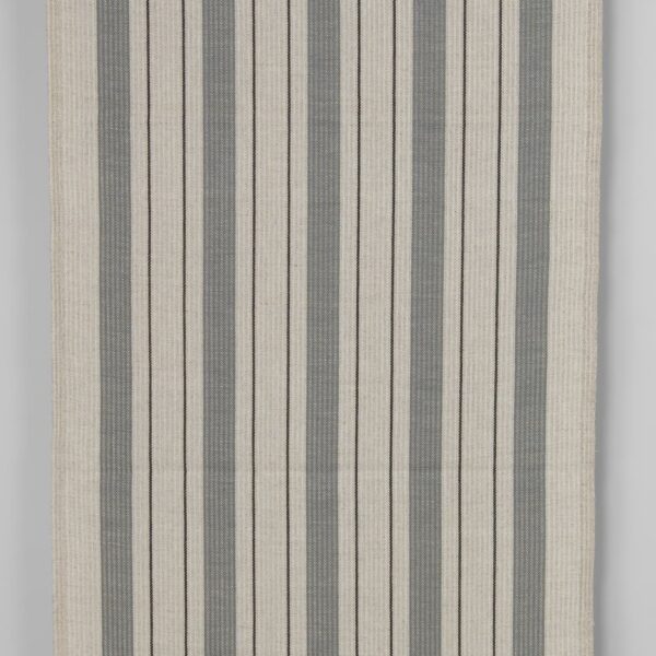 Narrow linen cotton fabric beige with grey stripes twill