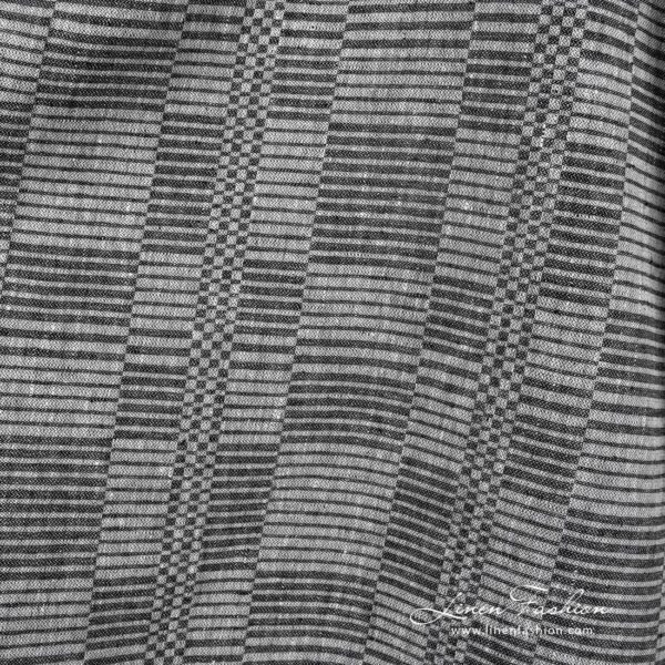 Tejido de lino blanco y negro a rayas - Imagen 3